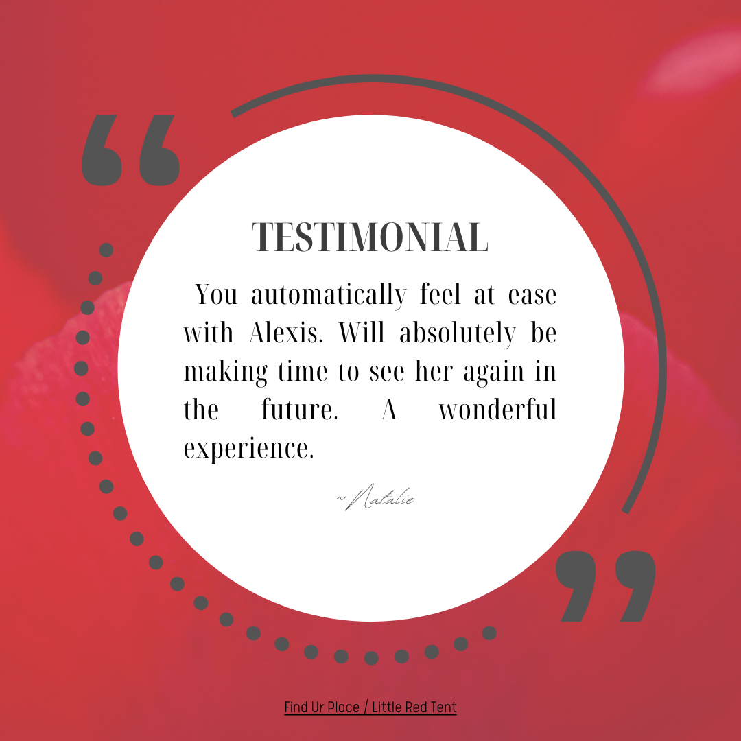 Client testimonial describing how much she enjoyed her experience and how calm she felt during her reading.