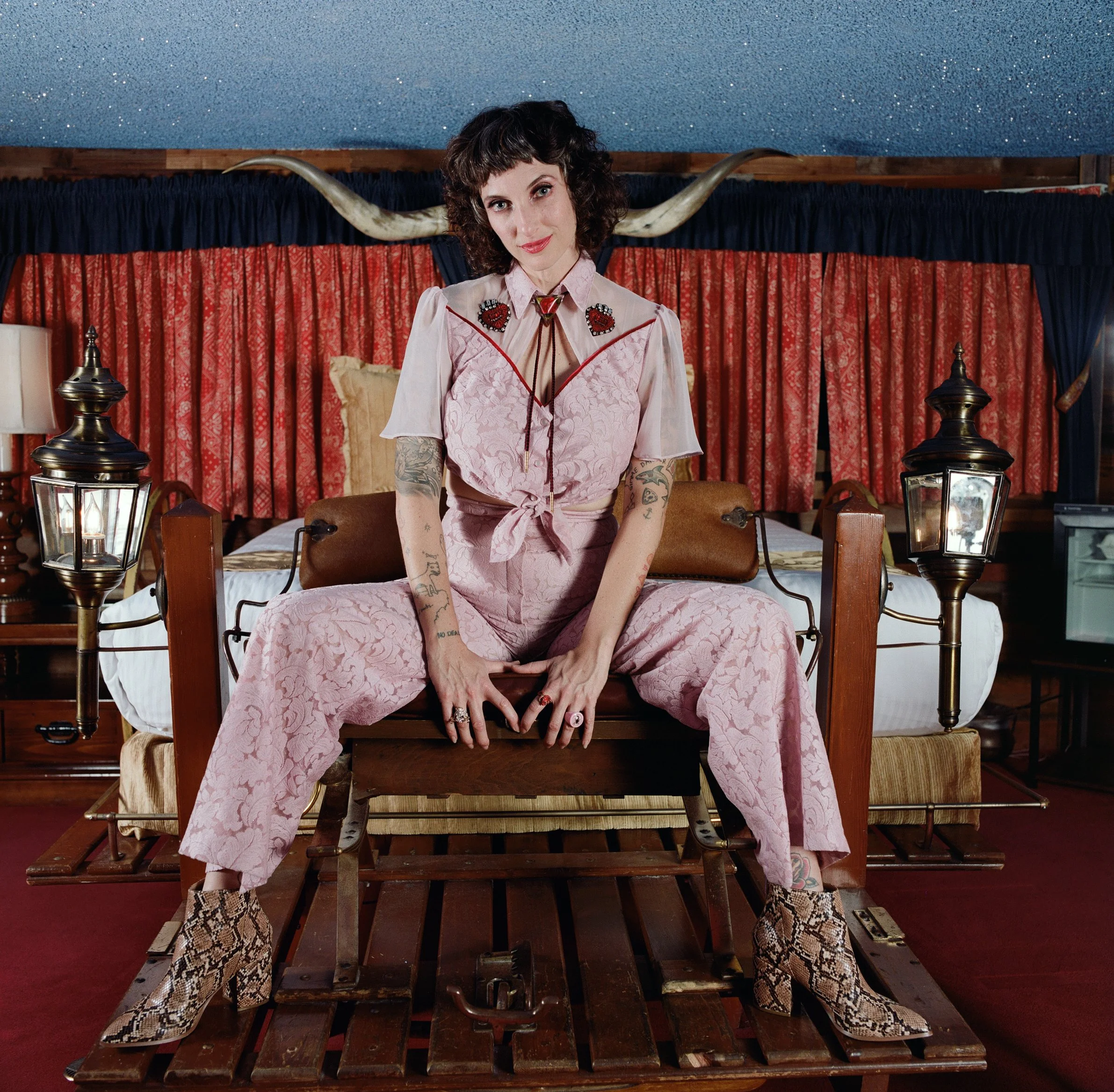 Modeling my western set at Madonna Inn, photographed by Peter Carlson.