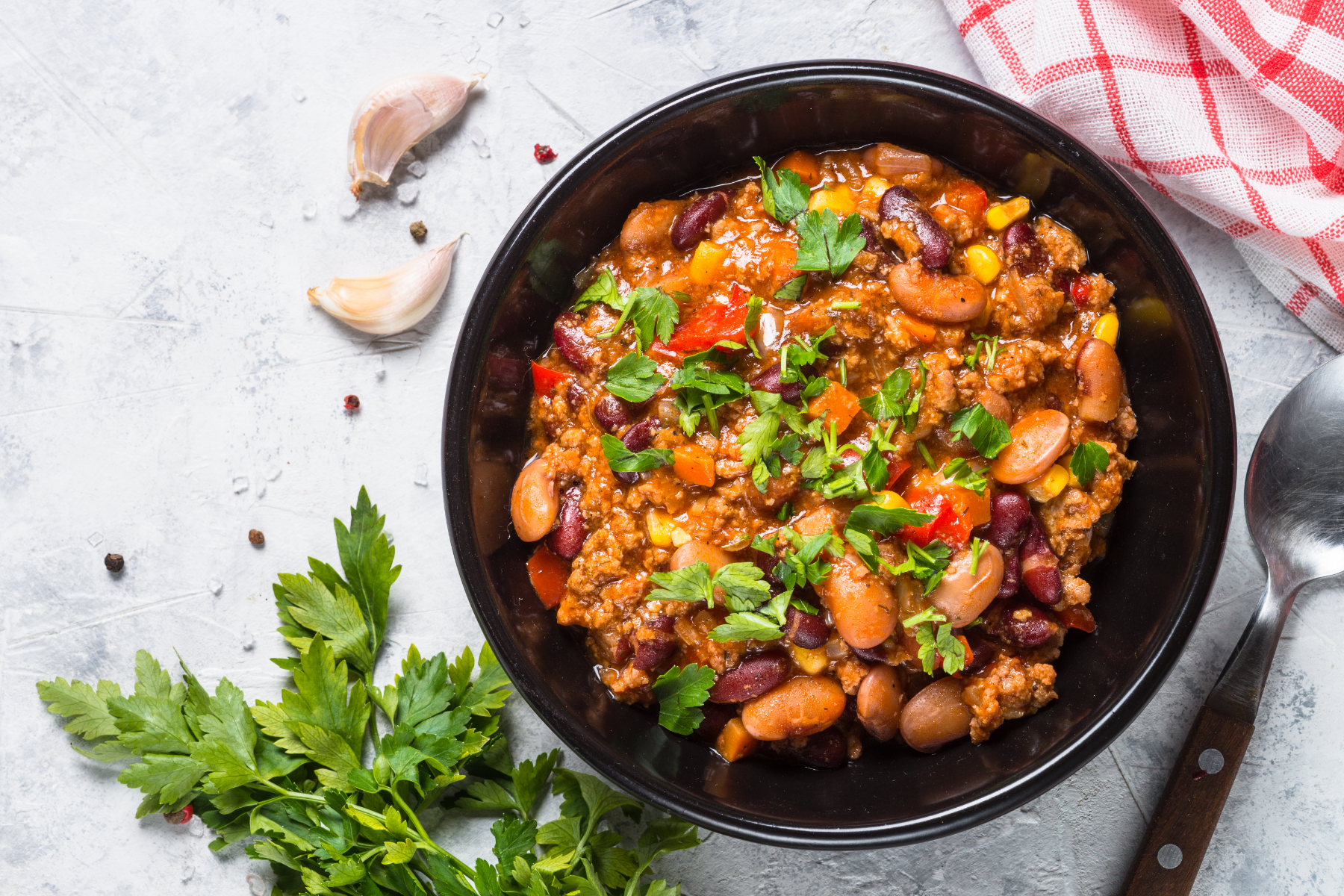 Bowl of high-protein chilli