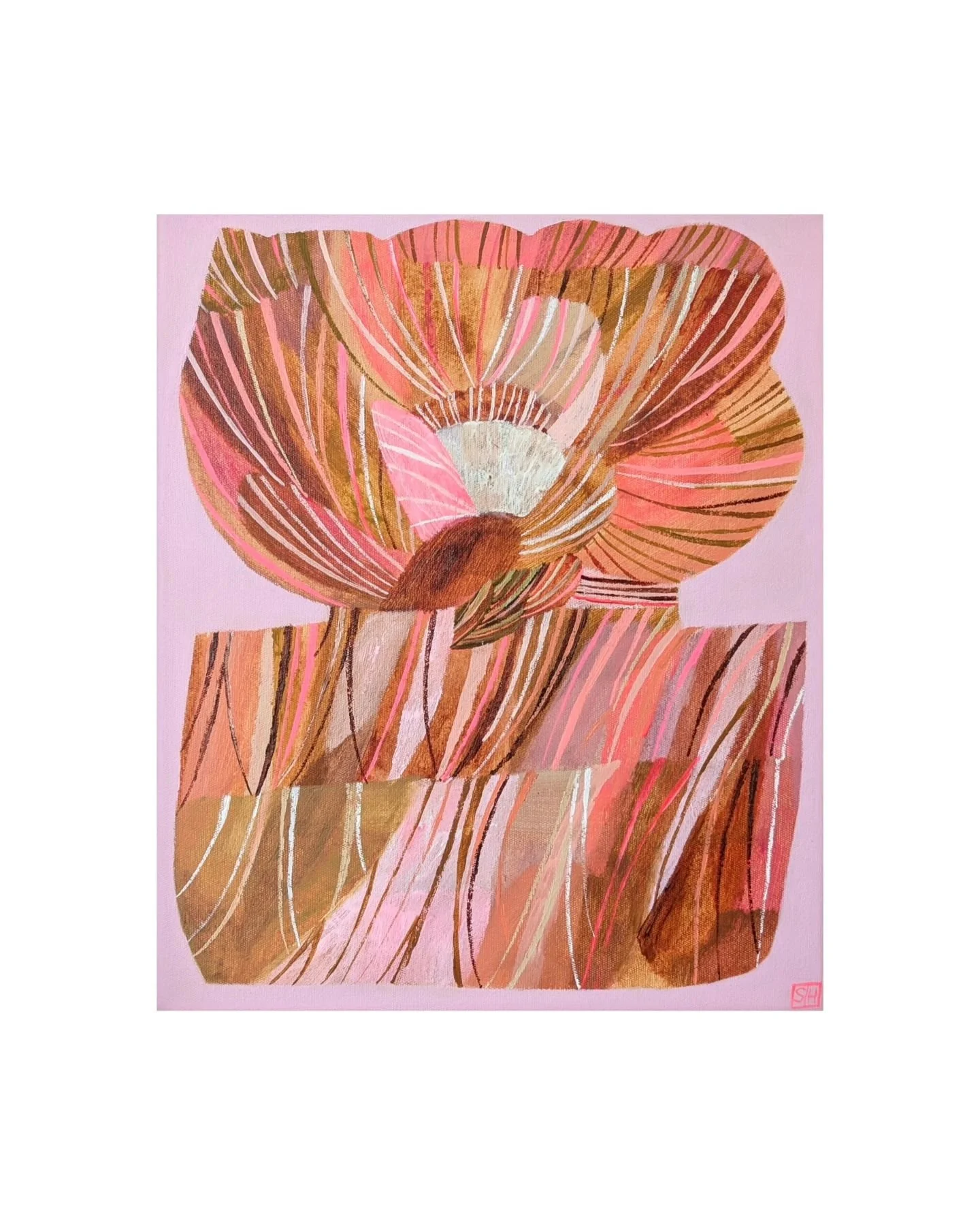 MARIGOLD 
Acrylic on canvas 
28cm x 33cm (including frame)

Coming to @butterscotch_albany soon 🩷
.
.
.
.
.
.
.
#flowersofinstagram #australianart #stilllife #eclecticart #eclectic #colourfulhome #abstractart #abstract #warmcolors #painting #origina