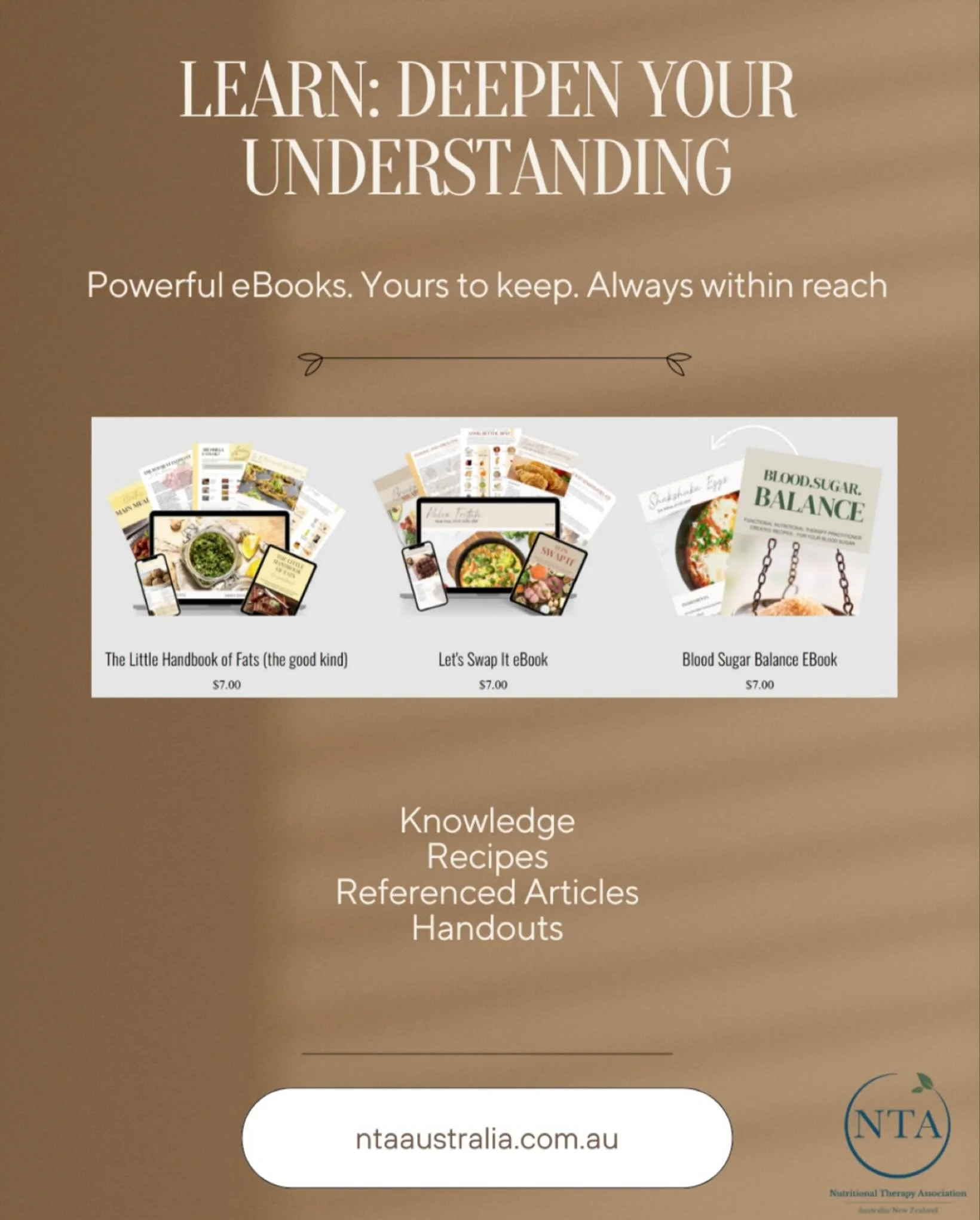 All our popular and helpful eBooks are now available to purchase so that you&rsquo;ll always have them on hand! 

Go to the Learn section of our website to download them and start applying the functional nutrition foundation principles to your own he