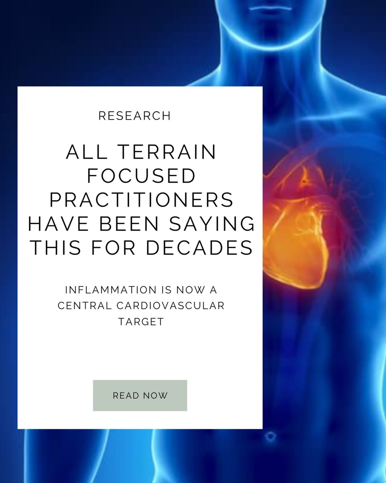 About time&hellip;

In this week&rsquo;s Research Roundup the American College of Cardiology finally acknowledges that chronic, low-grade inflammation is no longer a theoretical contributor to cardiovascular disease&mdash;it&rsquo;s the actionable dr