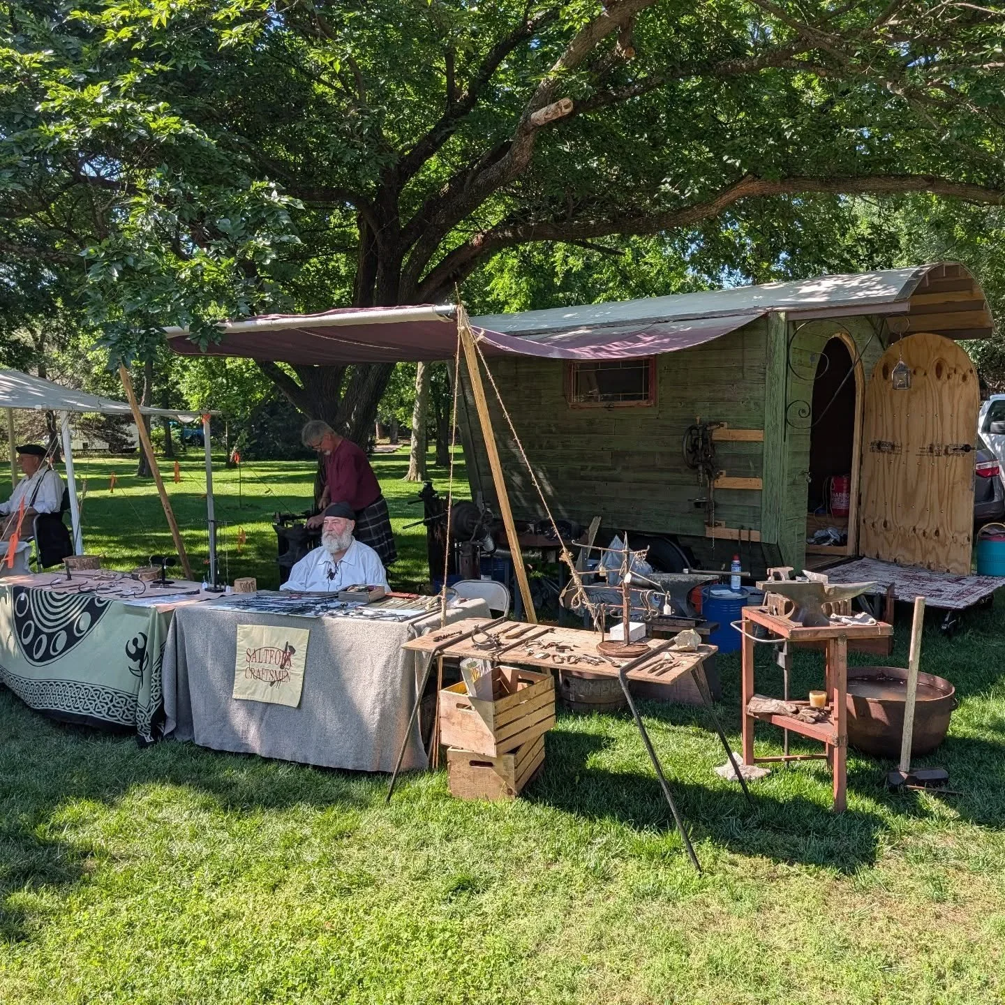 We're set up at the Sterling classic Scottish festival in Yukon, Oklahoma today! Today is the last day, and I'm looking forward to getting some work done, but I won't be mad if you stop by to come see us! Hope to see you there! 

#stirlingclassic 
#s