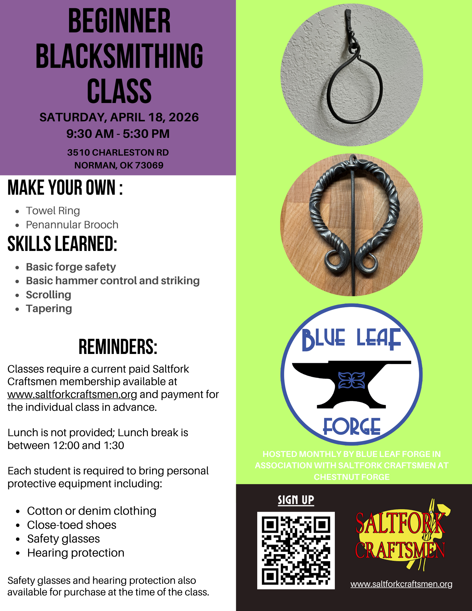 Beginner Blacksmithing Course - April 2026