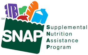 SNAP logo with grocery items and the words 'Supplemental Nutrition Assistance Program'