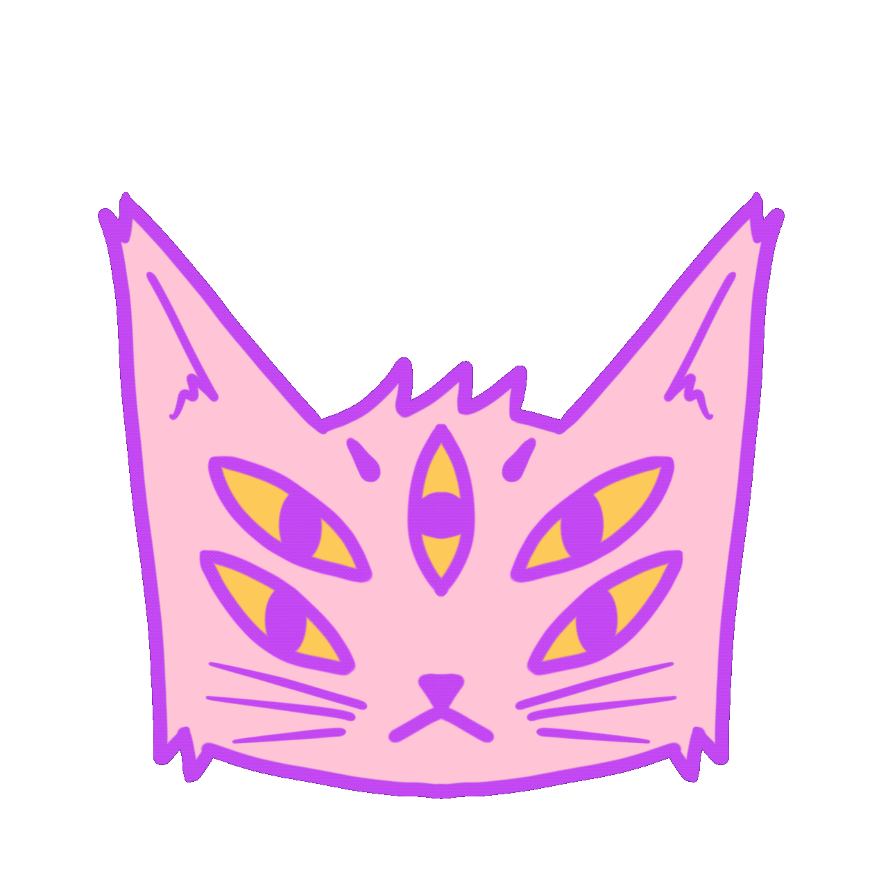 illustrated 5-eyed cat blinking