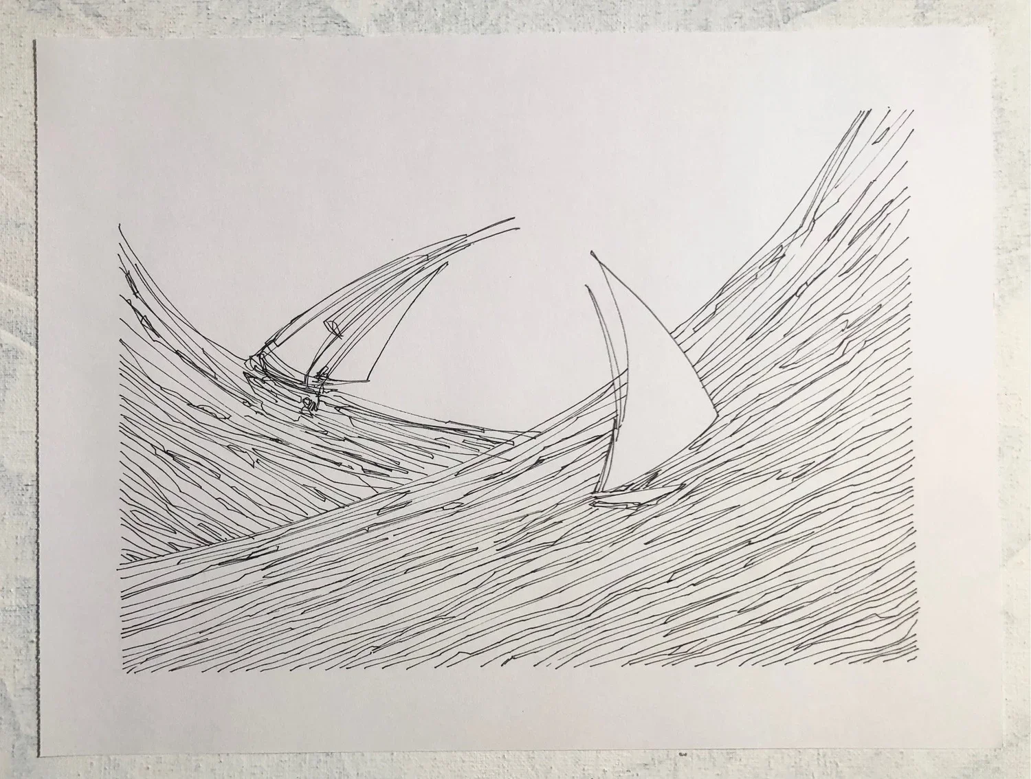 Line drawings in contemporary abstraction of nautical decor with a modern abstract art form