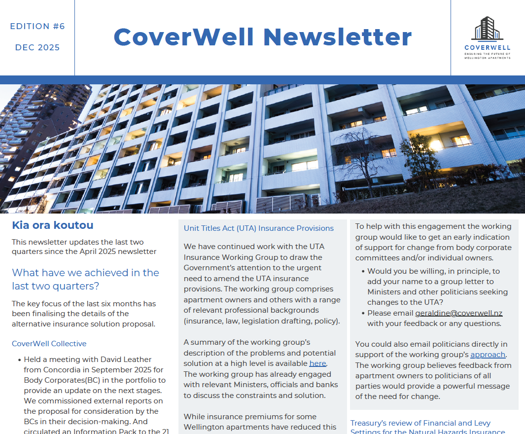 Screenshot of front of newsletter