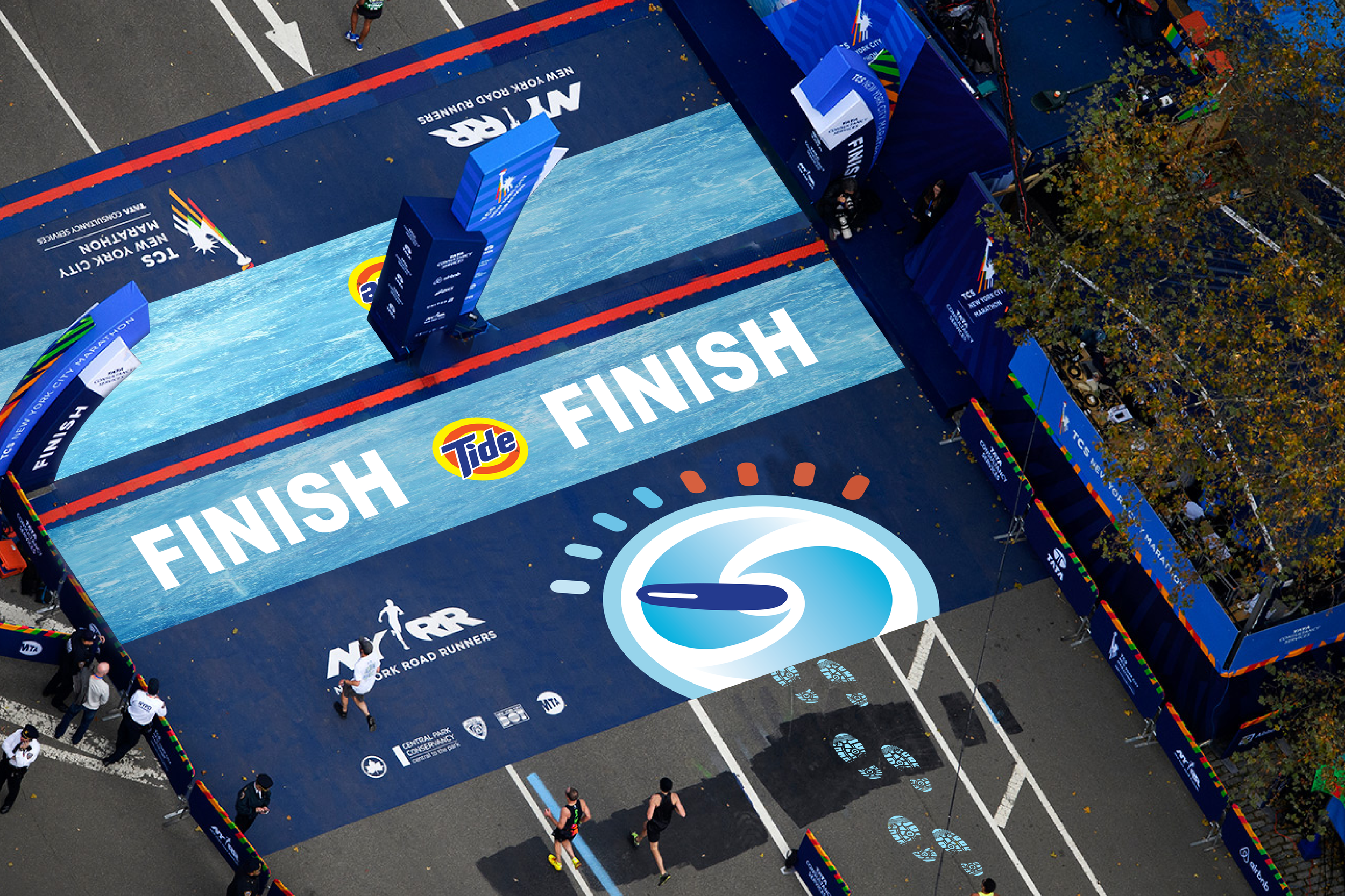 Tide sponsorship at the NYC Marathon finish line, bringing the “Turn to Cold” message to a high-energy, high-visibility moment.