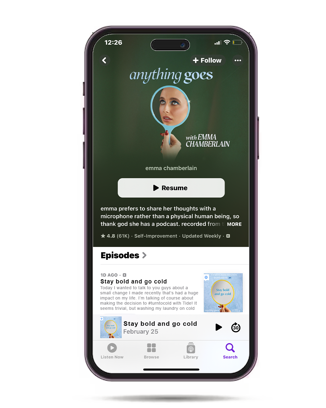 A full episode feature on Apple Podcasts, continuing the cold-wash conversation in an authentic, relatable way.