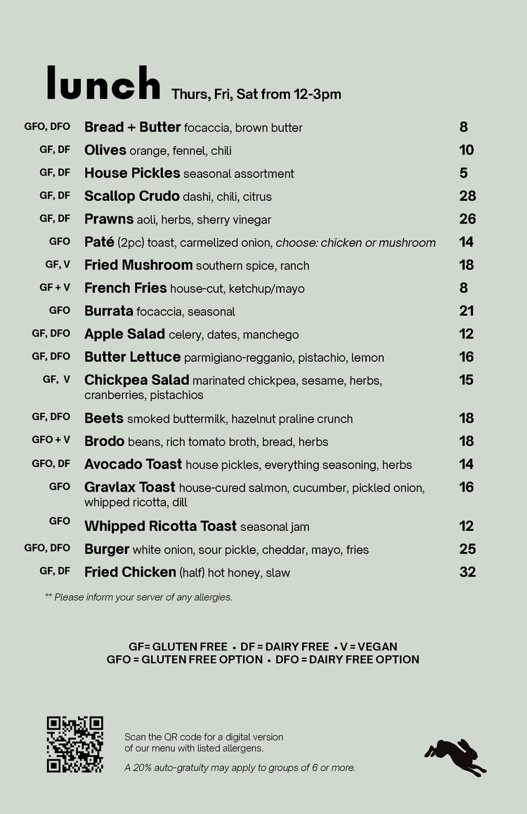 Menu 1 — BLACK RABBIT KITCHEN