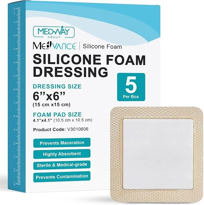 Foam Bandages, Bordered
 4.1”x4.1” [6”x6” total] (5)