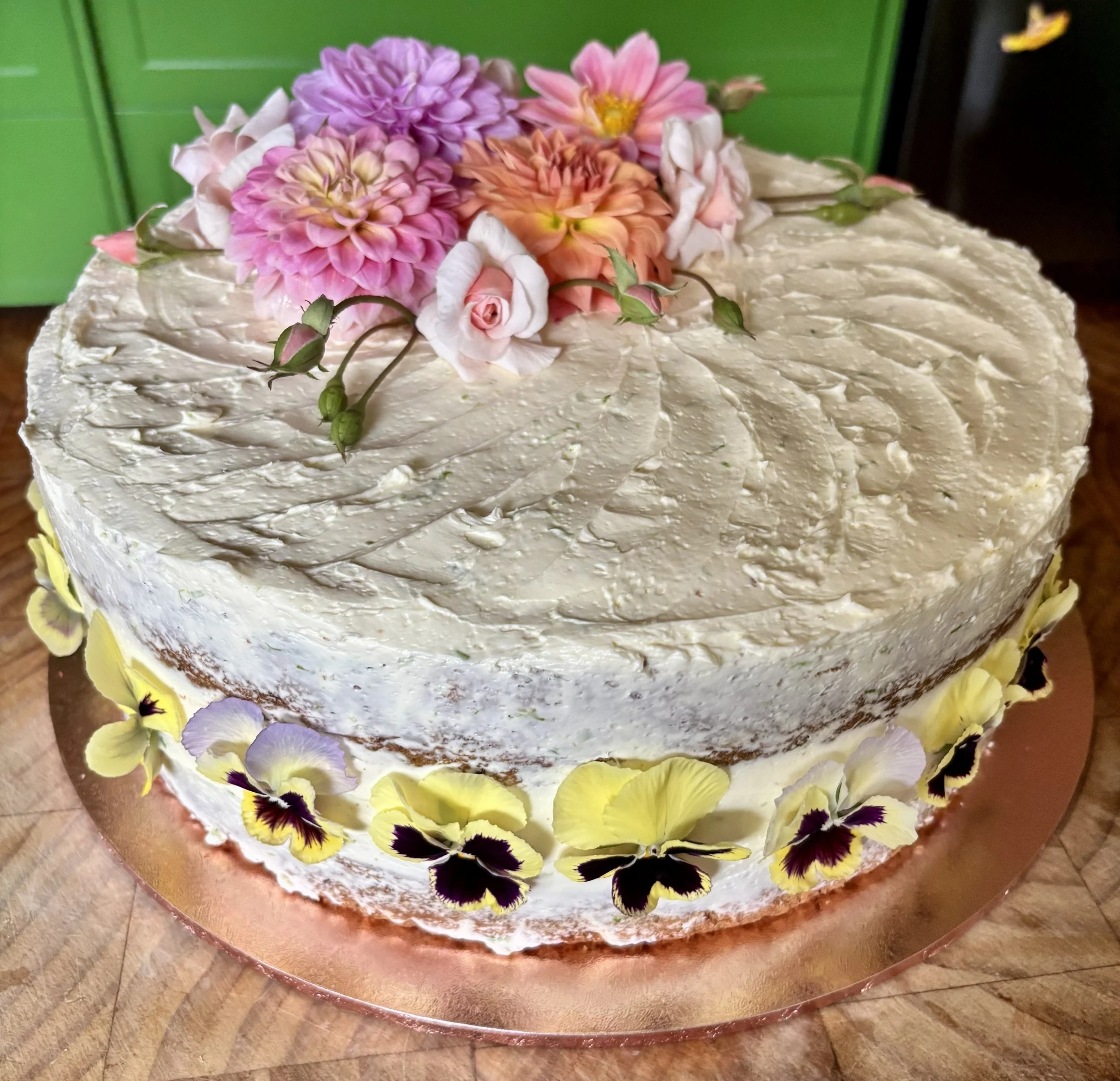 Zucchini & lime cake spiced with cardamom and black pepper