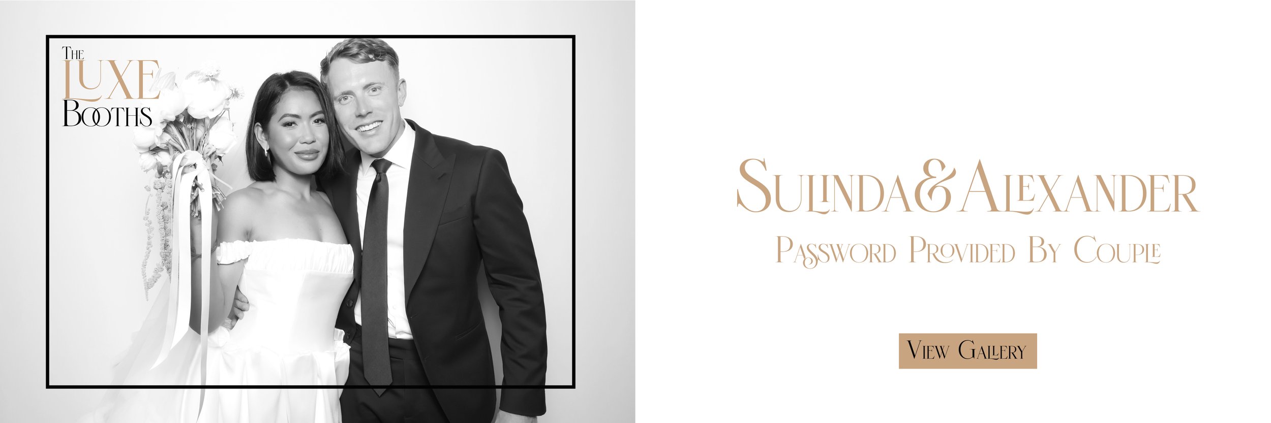 Luxe Glam Photo Booth at a Kwila Lodge wedding on the Gold Coast, capturing studio quality black and white portraits for the couple and their guests.