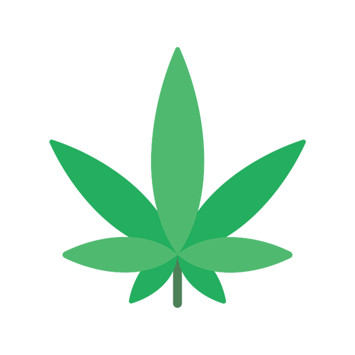 Green cannabis leaf icon on black background.