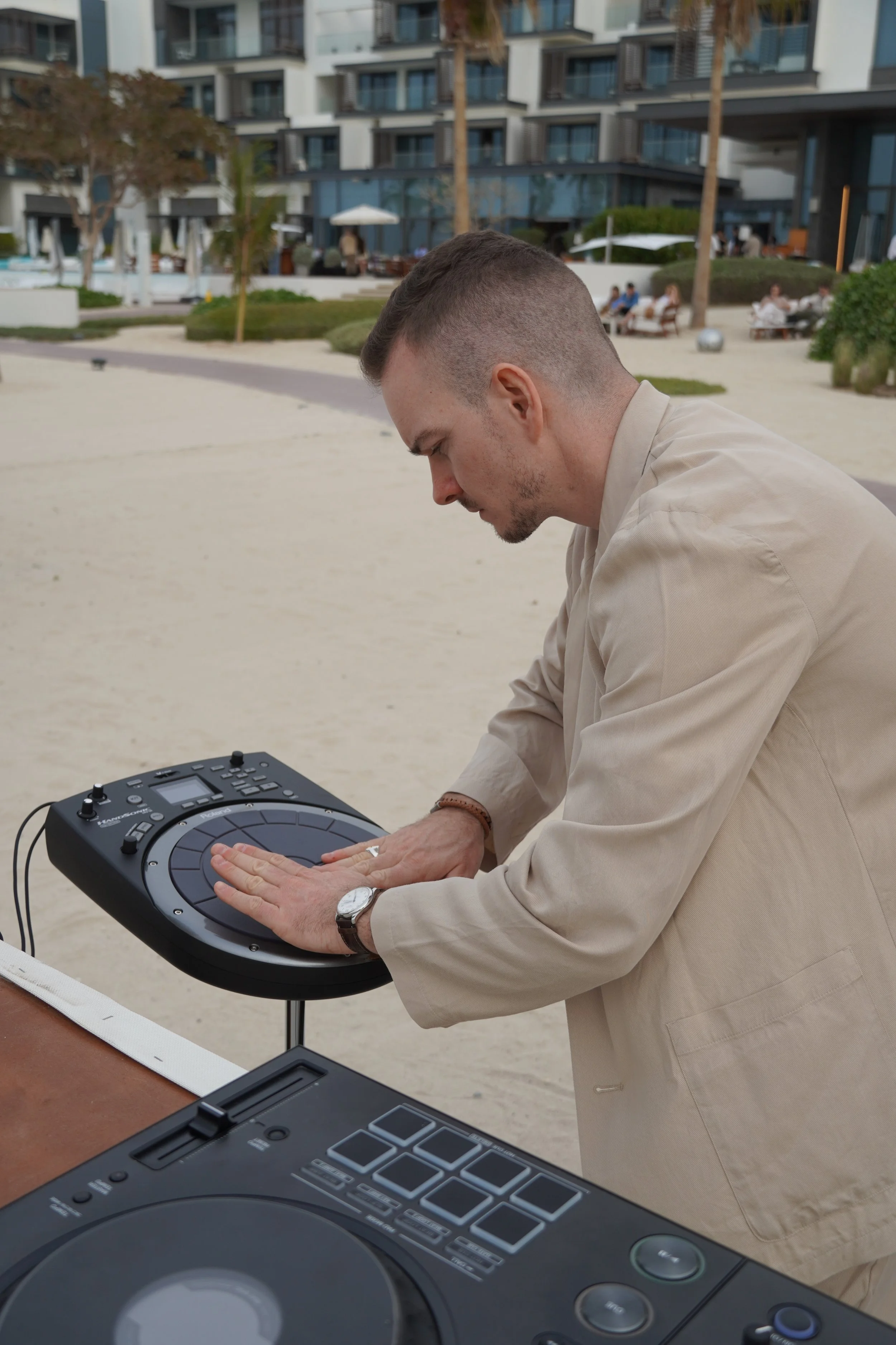 DJ Charles Stif Nikki Beach Dubai Hand Drums