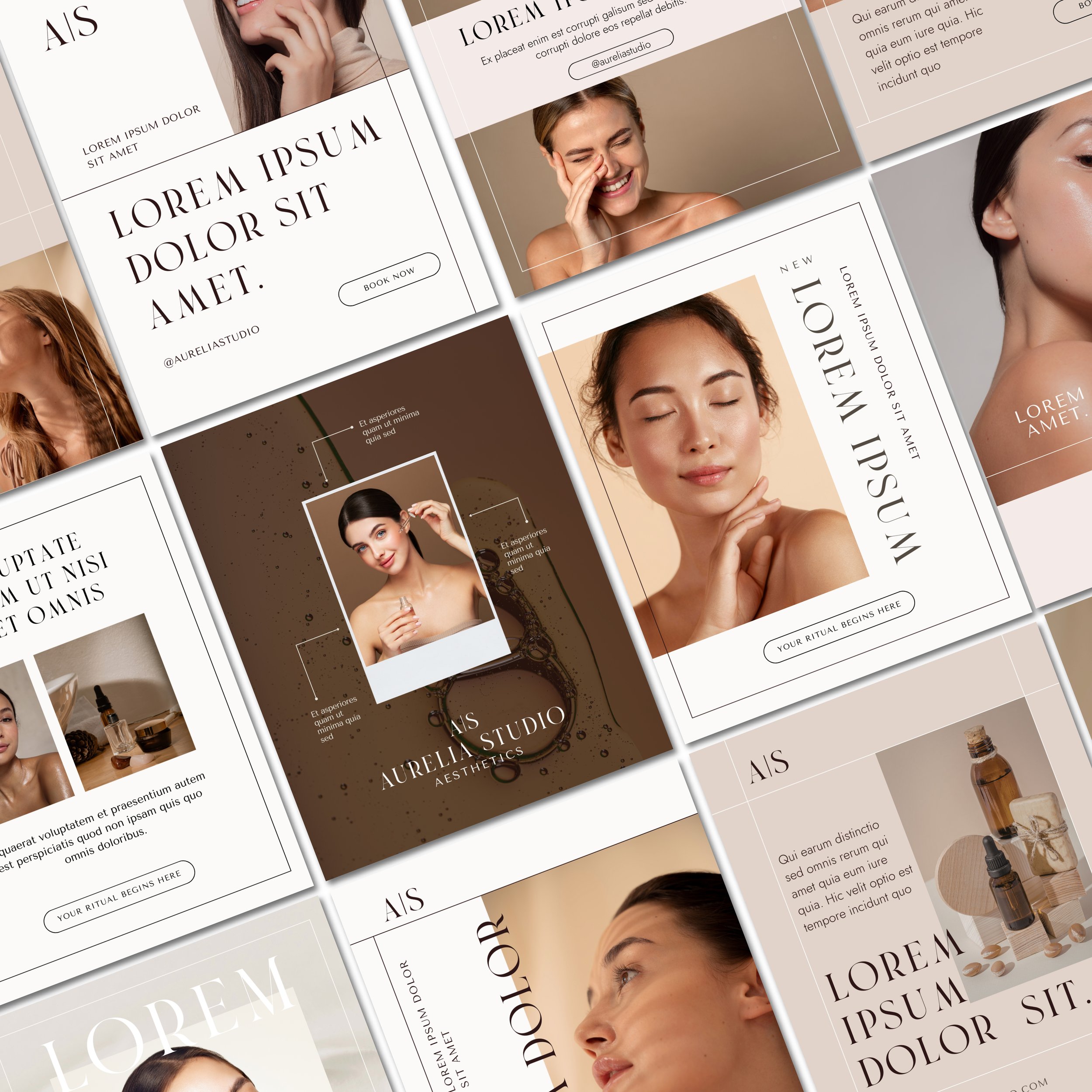 Luxury beauty brand identity social media design examples