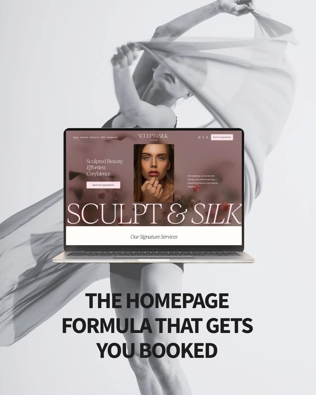 Your website is often the very first touchpoint a potential client has with your business. Does yours say "luxury specialist" or "beginner"?

The Sculpt&amp;Silk Squarespace template is built for:
✔️ Med Spas
✔️ Advanced Esthetici