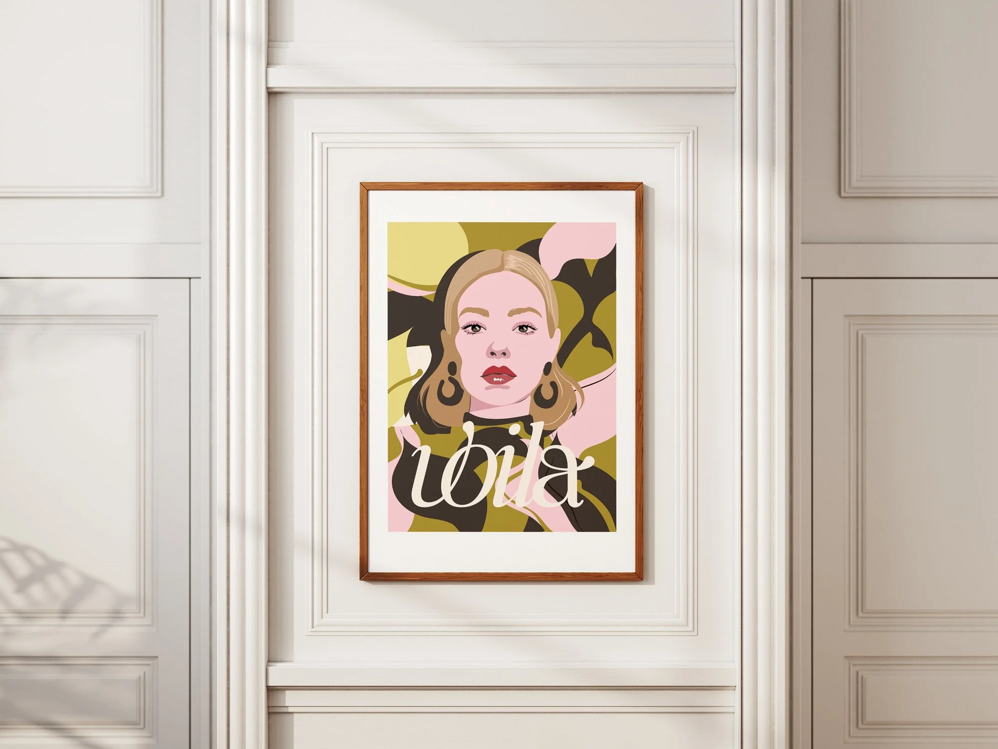 illustrated brand mark as a wall print