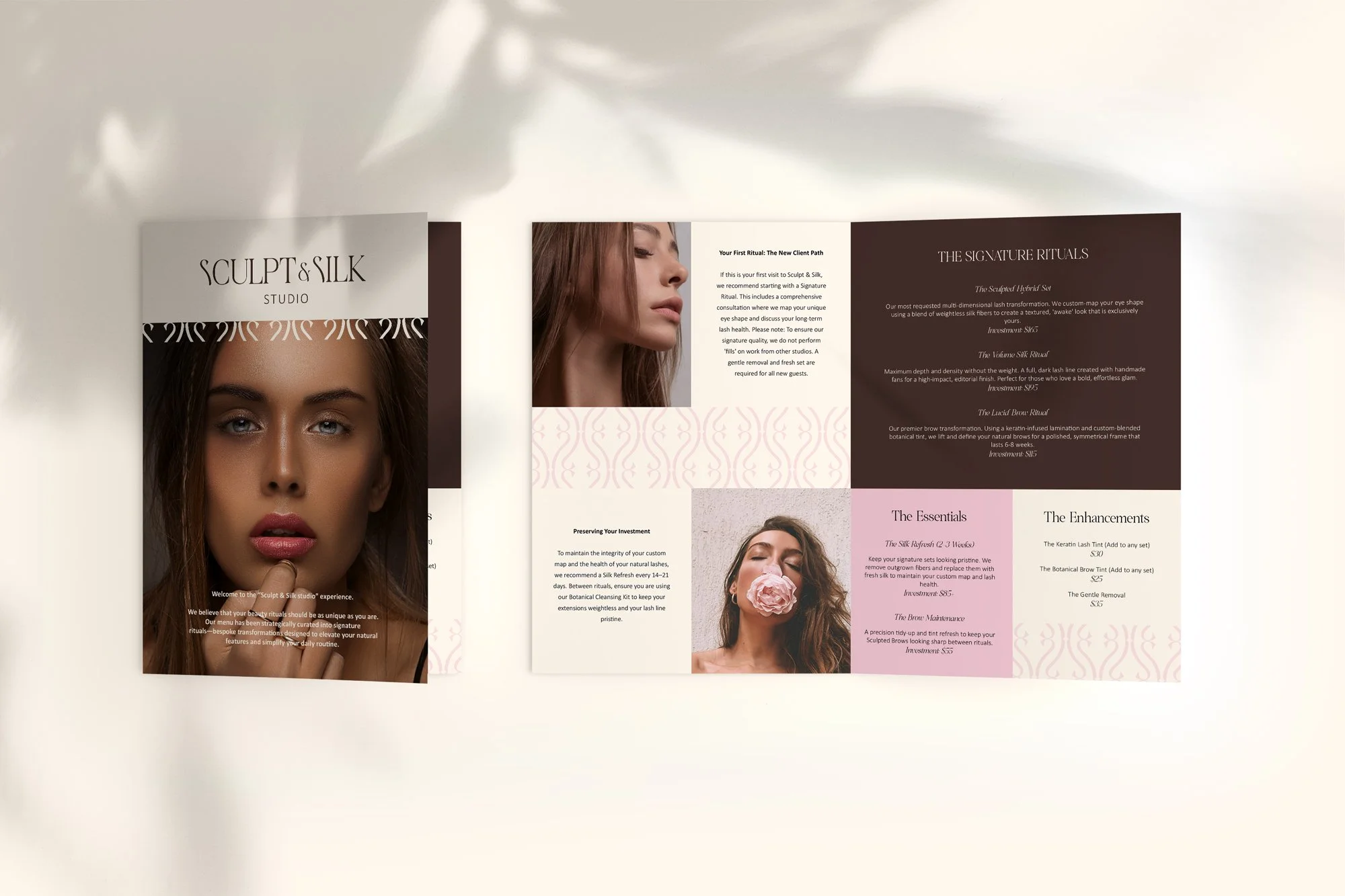 Service menu design for beauty salon
