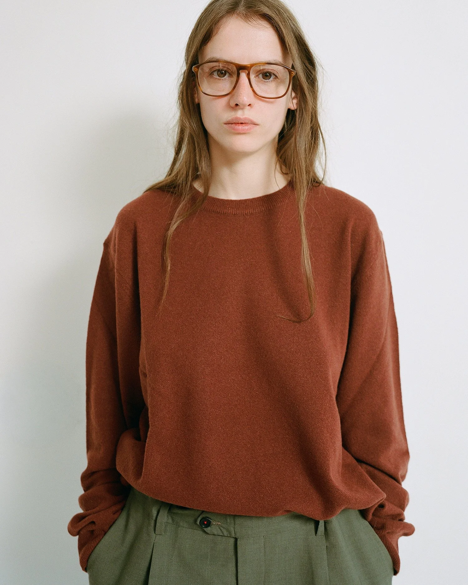 Recycled Cashmere Crew Sweater Brick
