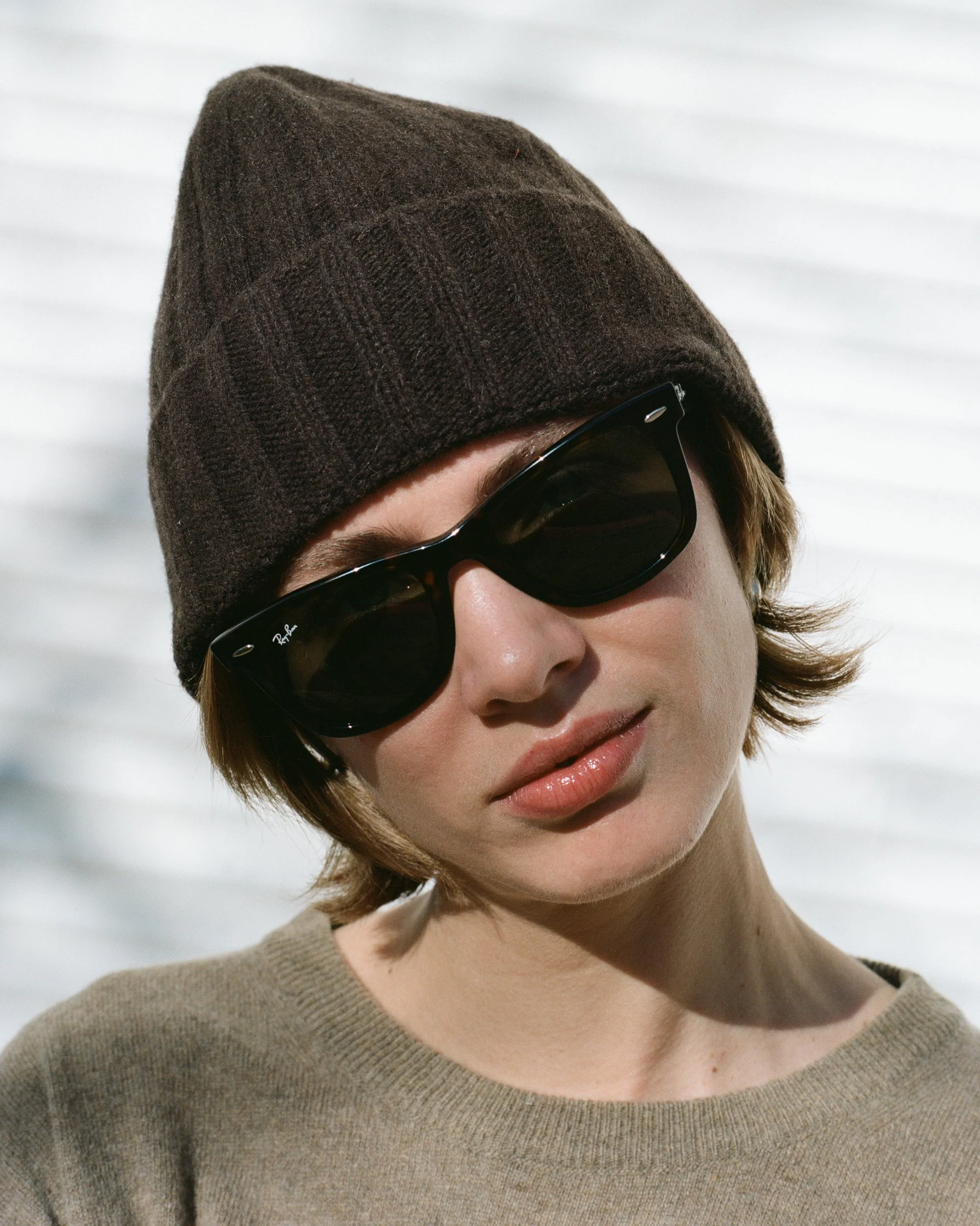 Recycled Cashmere Beanie - Chocolate