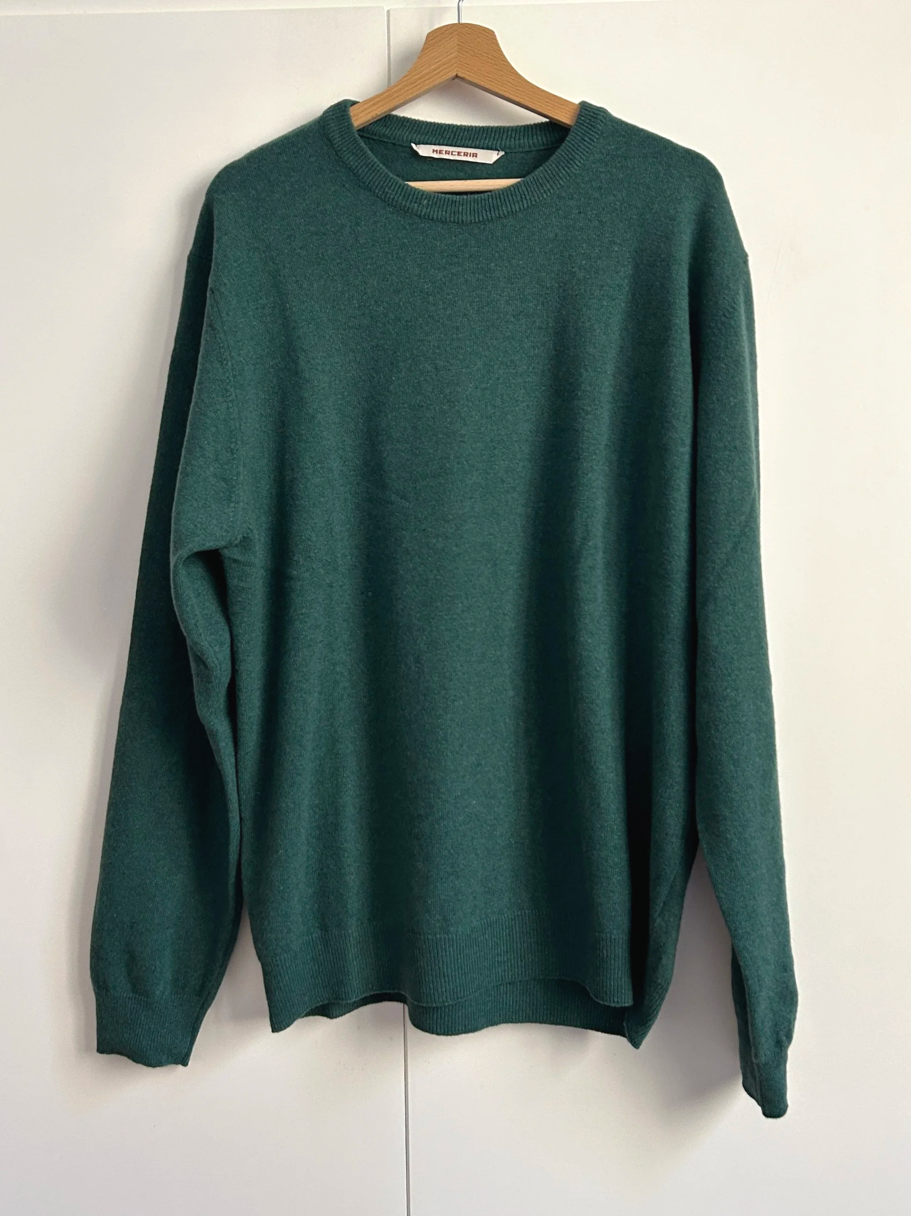 Recycled Cashmere Crew Sweater Bottle Green