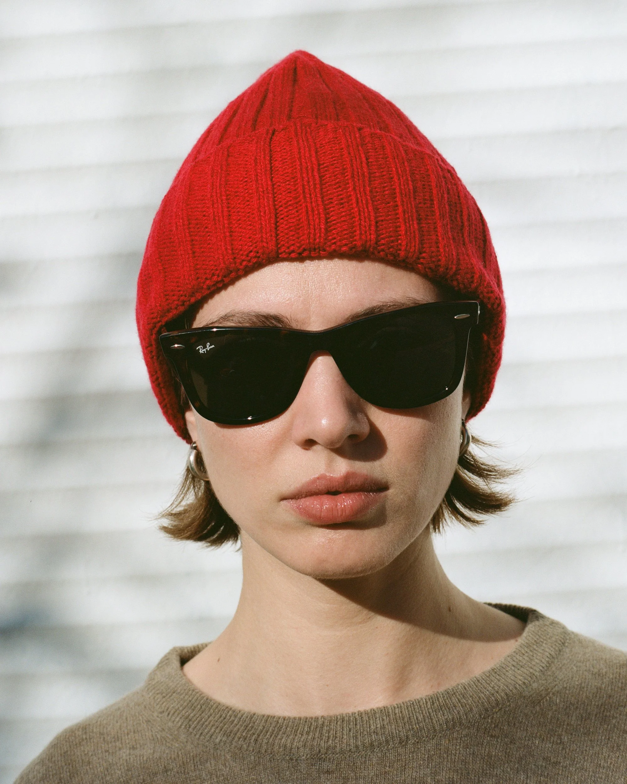 Recycled Cashmere Beanie - Red
