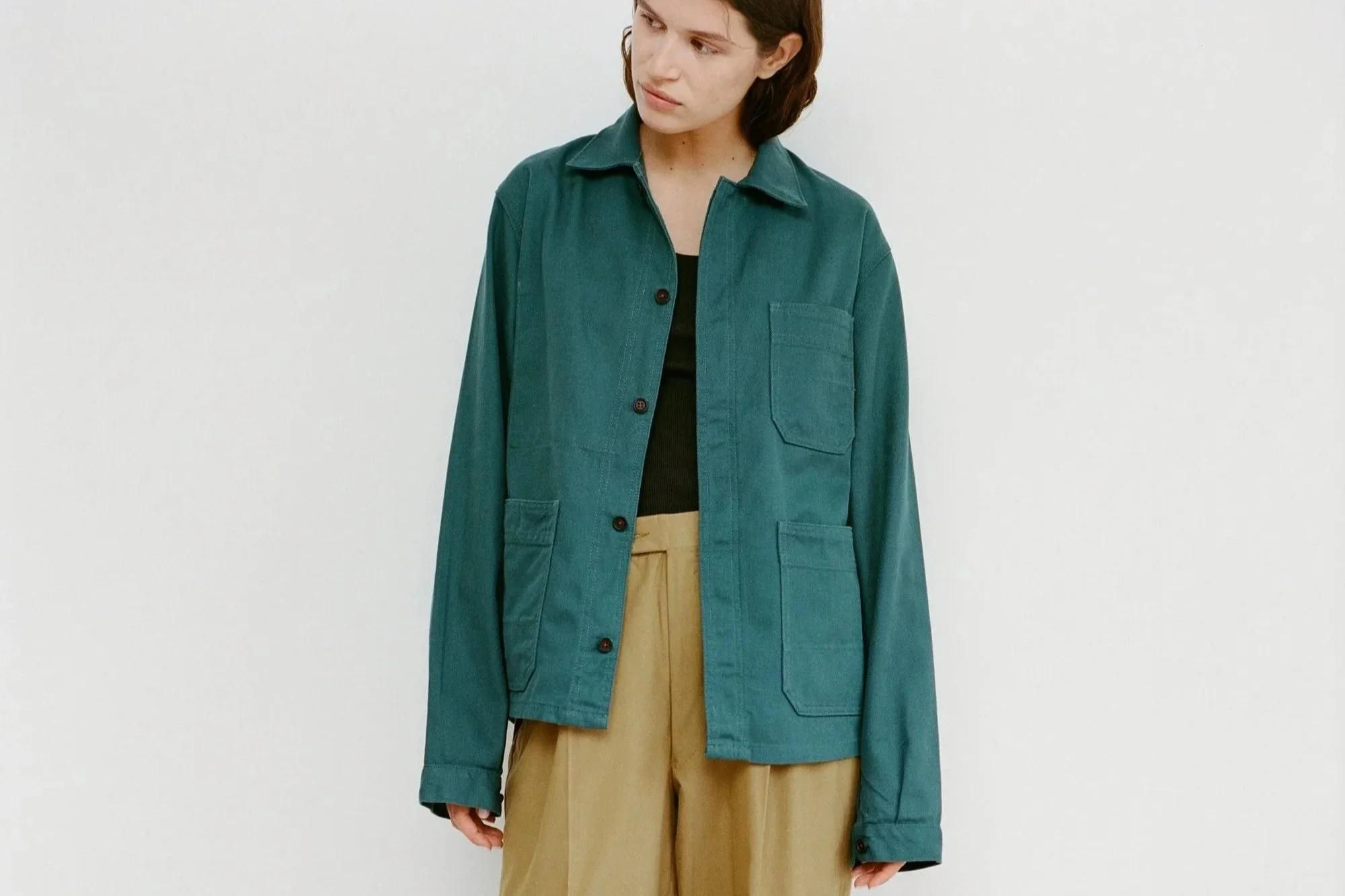 Vintage Emerald Green French Workwear Jacket M