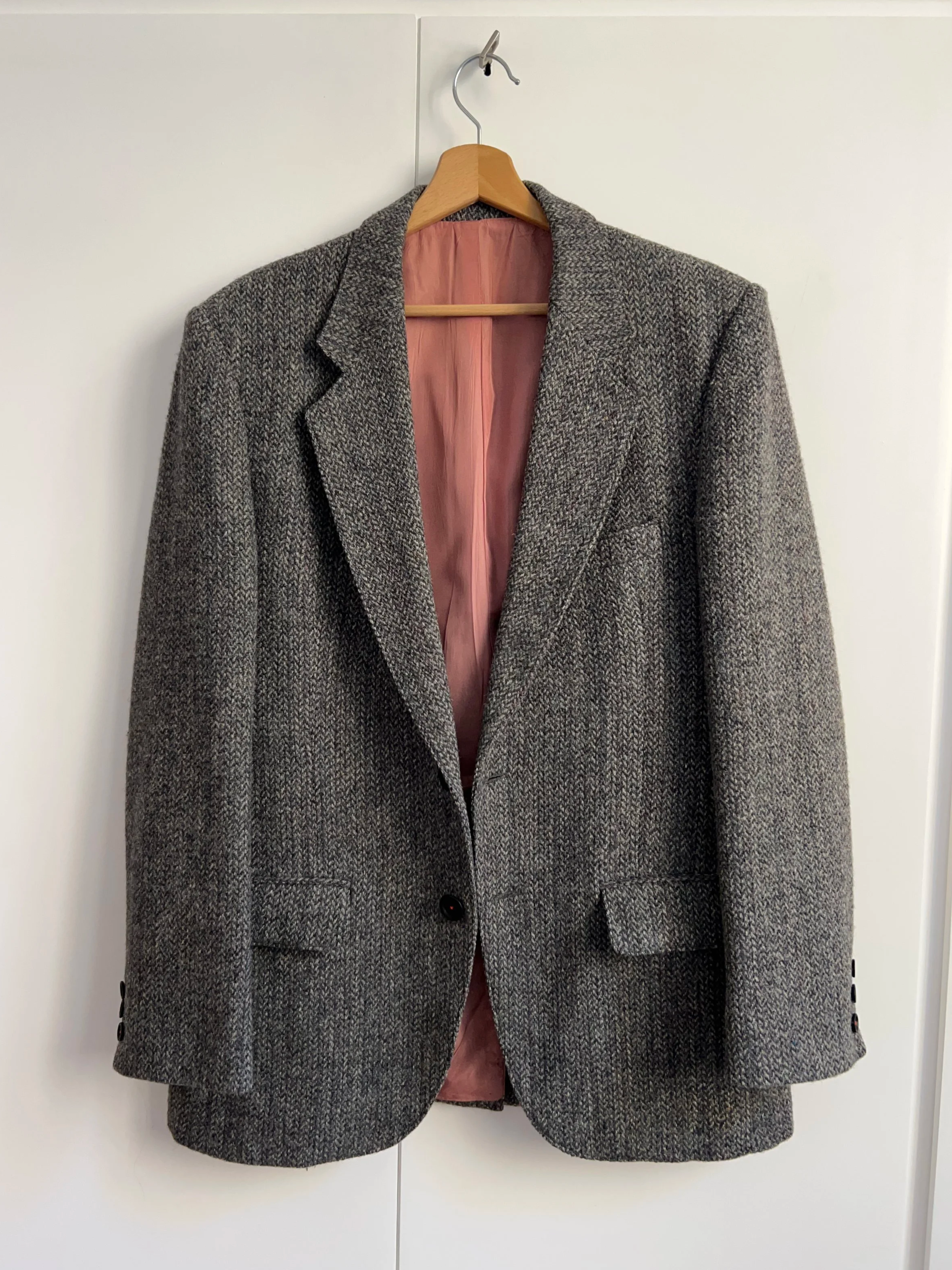 Herringbone Harris Tweed Vintage  Wool Blazer - Size XS/S