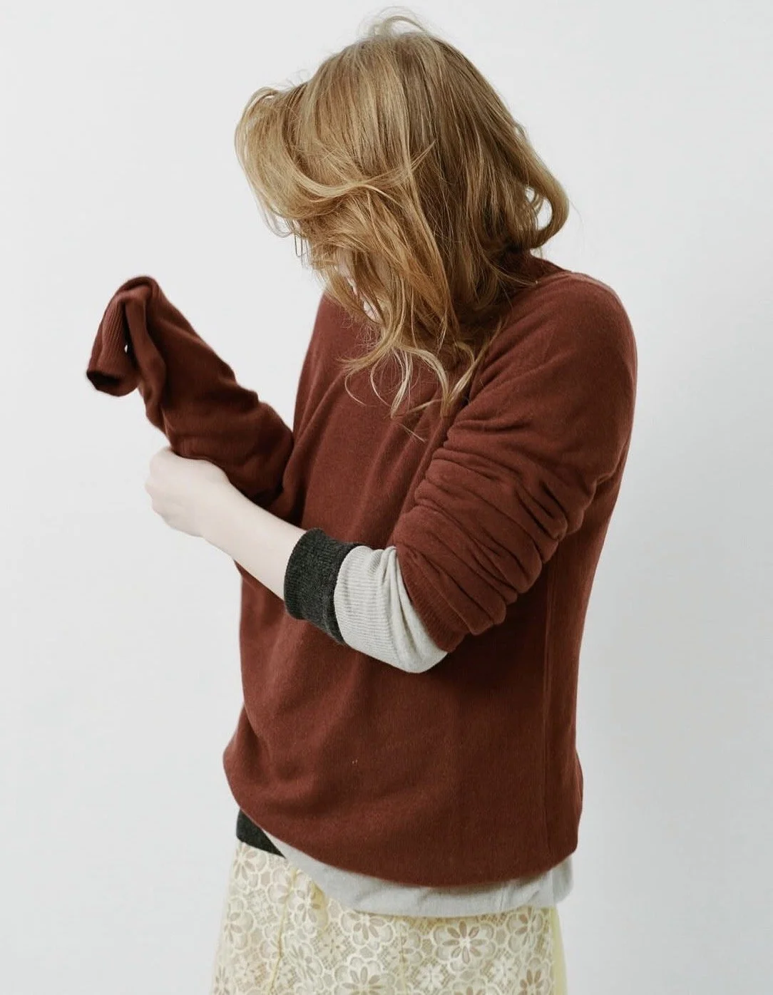 Recycled Cashmere Crew Sweater Brick