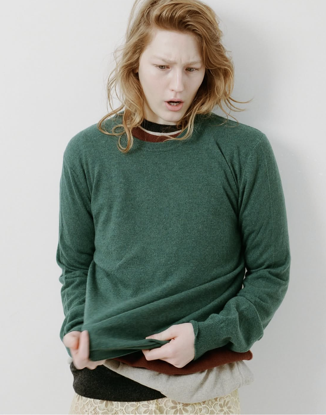 Recycled Cashmere Crew Sweater Bottle Green