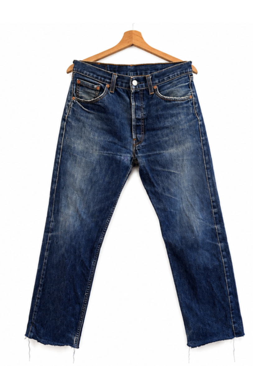 90s Vintage Levi's 501 Jeans - Ink Blue Cropped w32/L27  made in EU