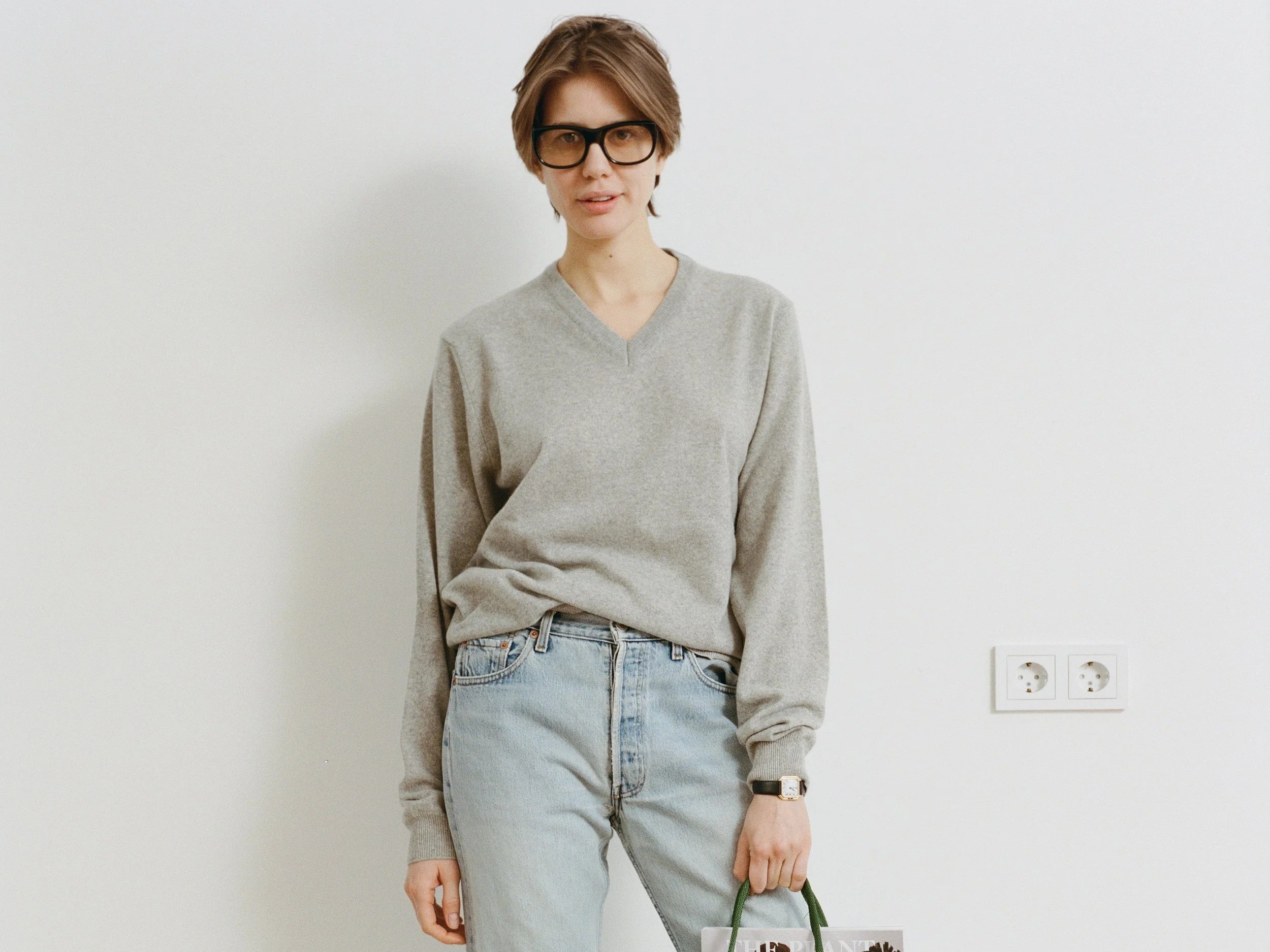 Recycled Cashmere V-Neck Grey
