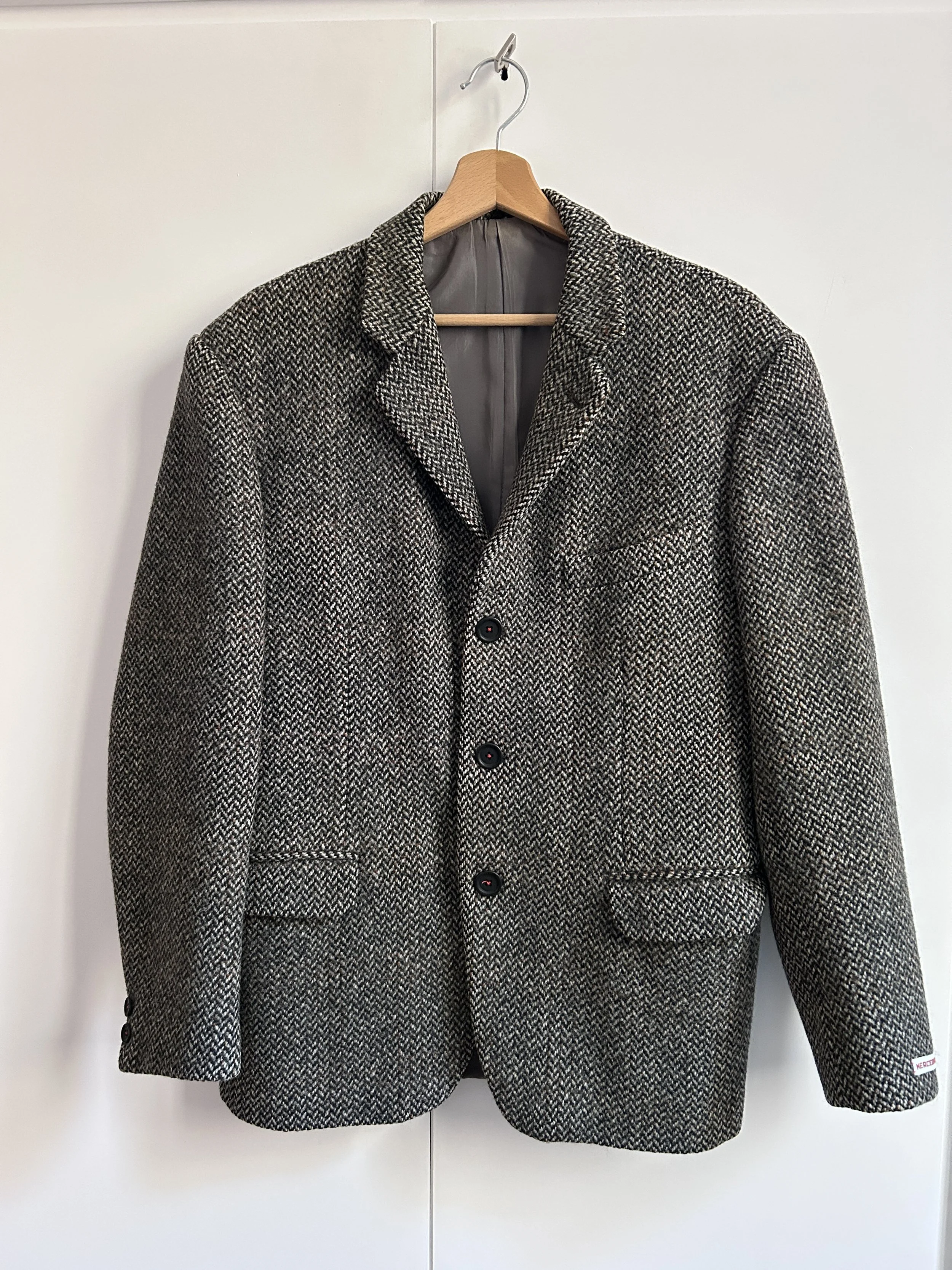 Herringbone Scottish Tweed Vintage  Wool Blazer - Size XS/S