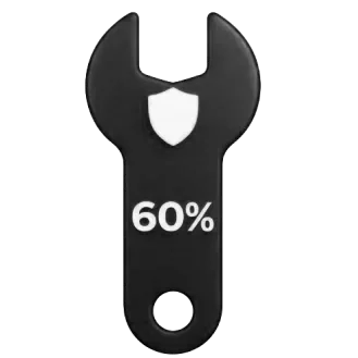 A black bottle opener with a white circle and the text '60%' on it.