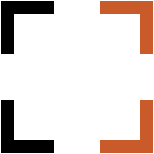 Stylized black paw print with rust-colored accents on a white background.