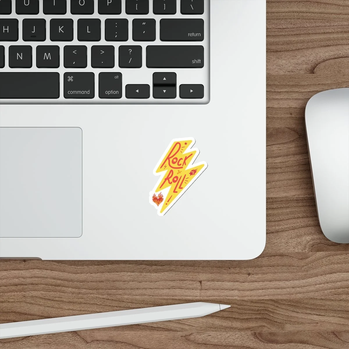 Shock Rock & Roll Lightning Bolt Sticker — Retro Music Die-Cut Sticker