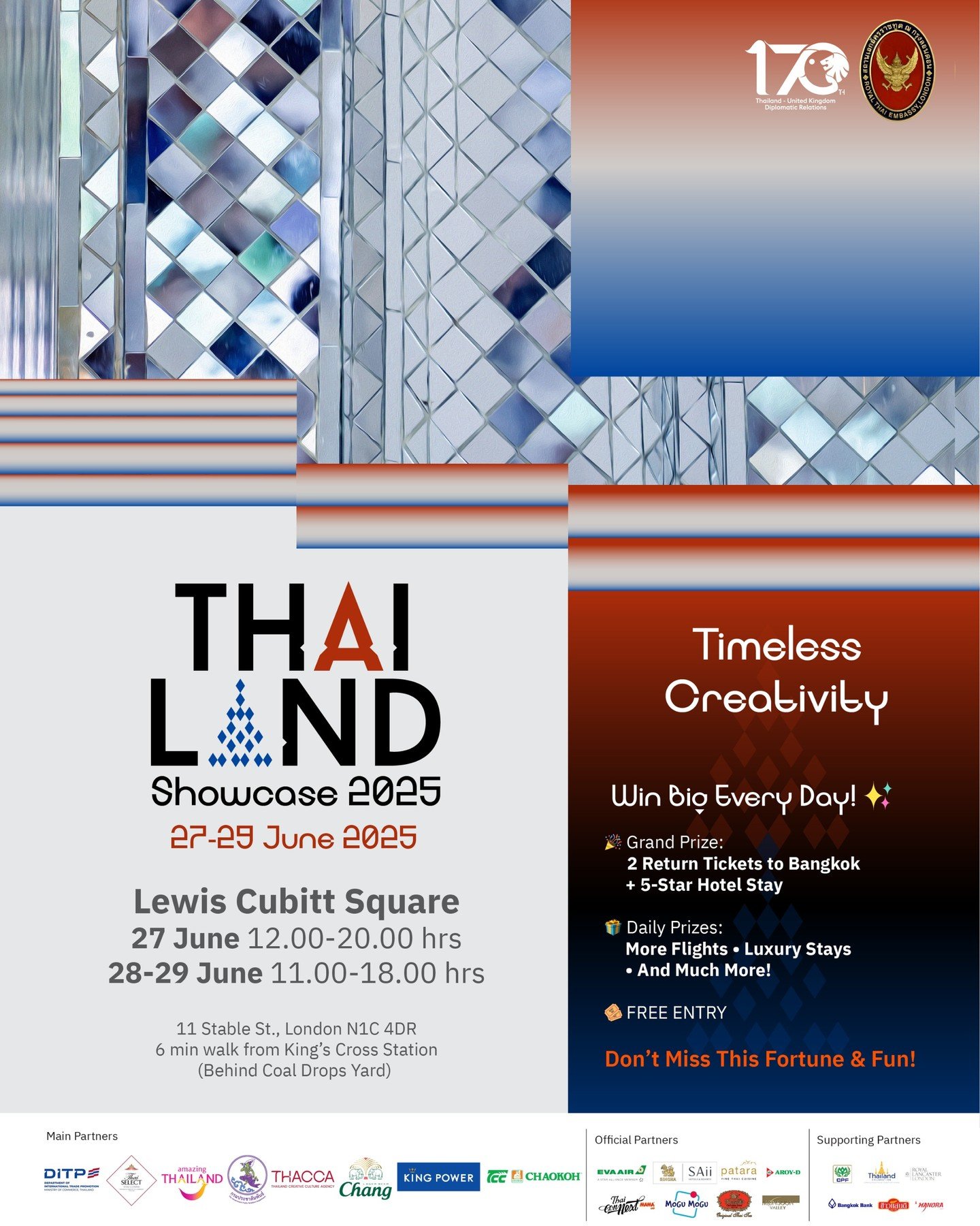 We’re thrilled to be part of the Thailand Showcase 2025! 🇹🇭 Join us for a weekend of Thai food, culture, and festivities.🎉
Come and visit the Chuanglee stand to discover delicious Thai ingredients, enjoy tastings, and explore what’s n