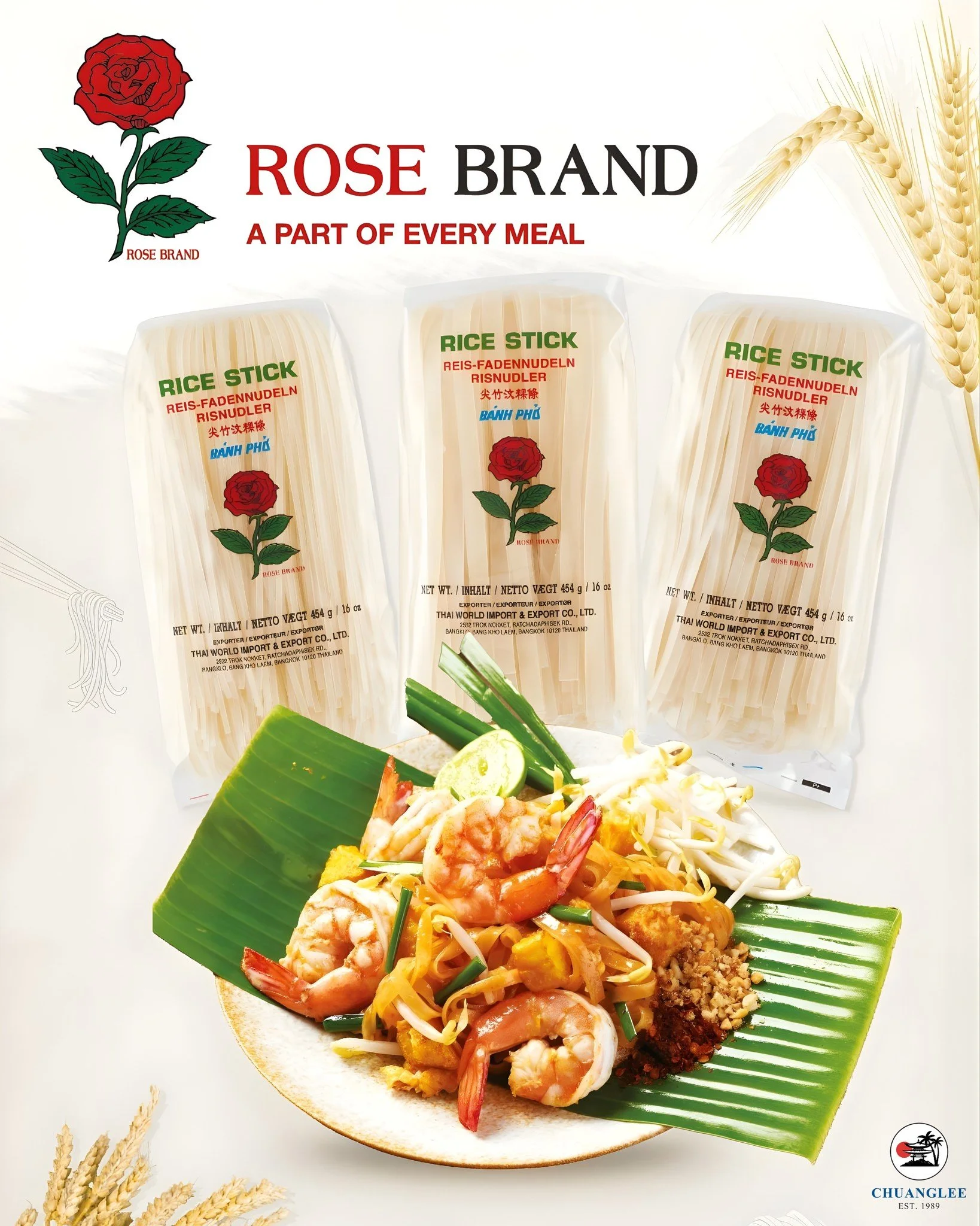 🍜Great Pad Thai starts with the right noodles! 

ROSE Rice Stick stays smooth and wok-ready, even when the heat&rsquo;s on. These noodles make every dish look and taste like a winner! ✨🏆

🔥Grab your ROSE Rice stick today at Chuanglee and bring aut