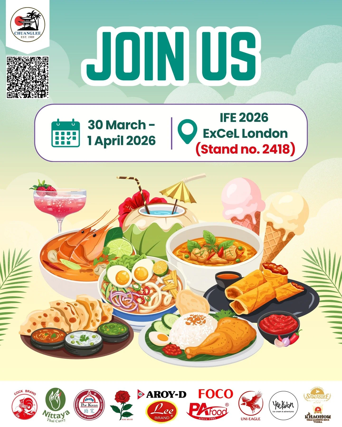 ⏳Only a few days to go! We&rsquo;re getting ready to welcome you to the Chuanglee stand at IFE 2026.👋

From authentic Thai curry pastes to sauces, frozen foods, coconut milk, drinks and desserts, our partner brands are bringing their best to the eve