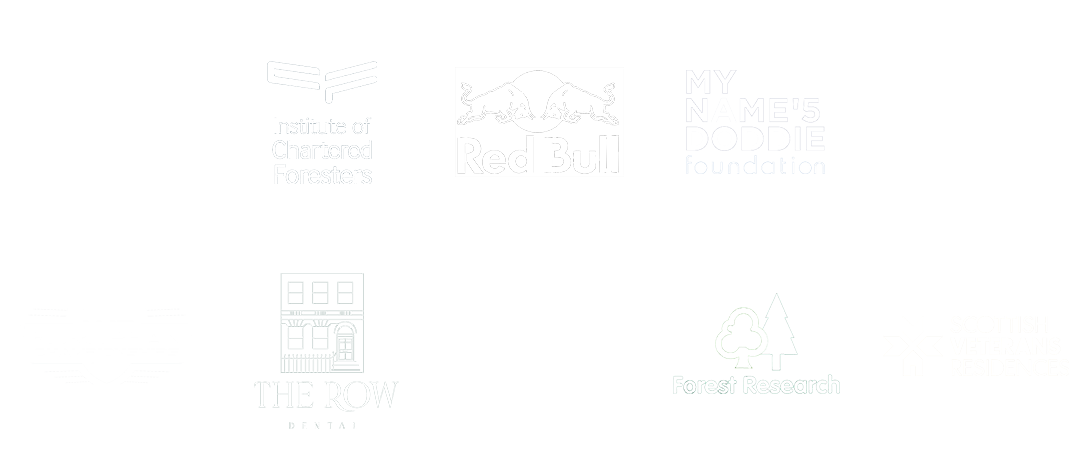 A series of logos of our previous clients - cavefit, red bull, scottish rowing, forest research, chartered foresters