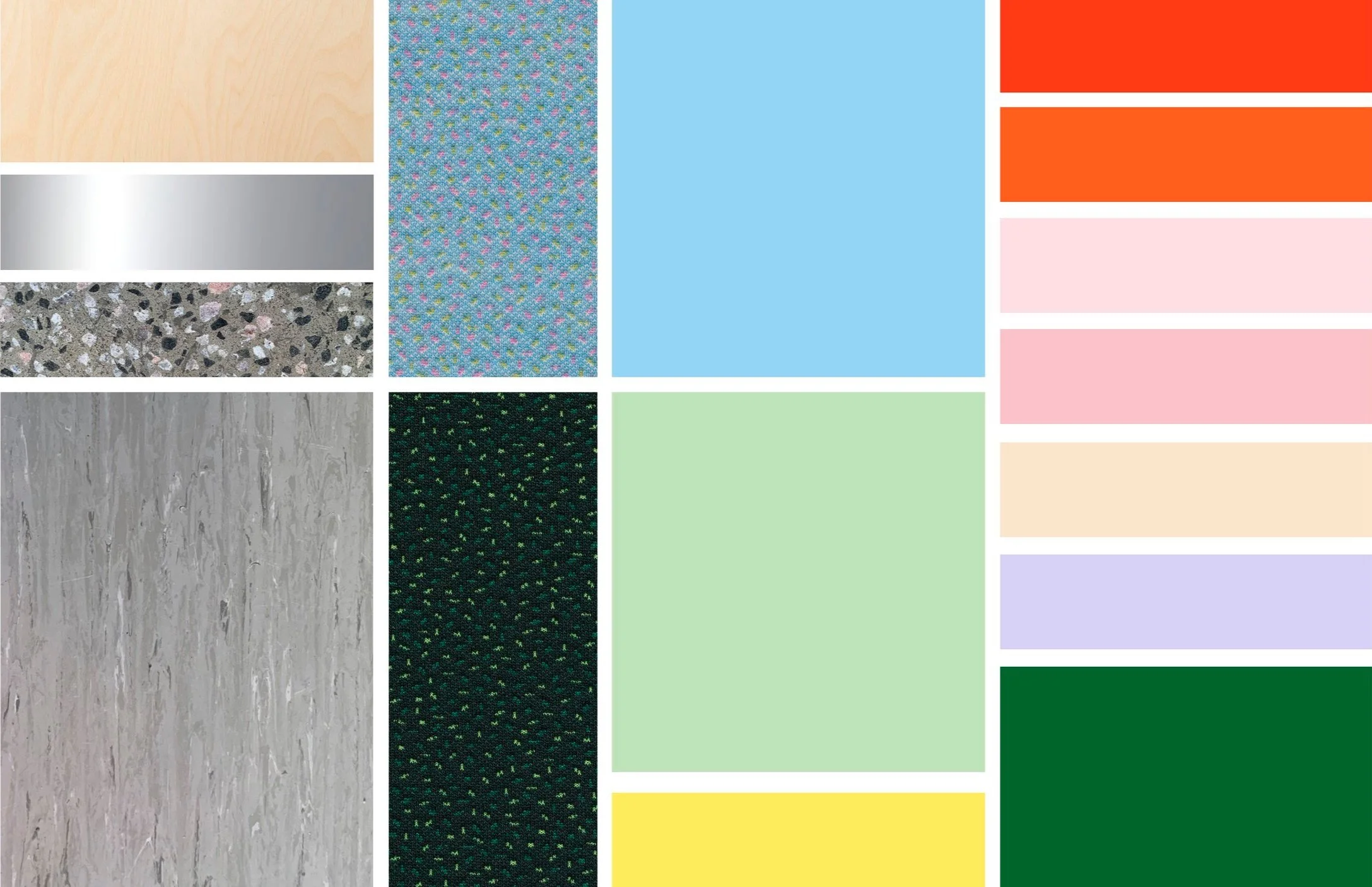 The color and material palette.