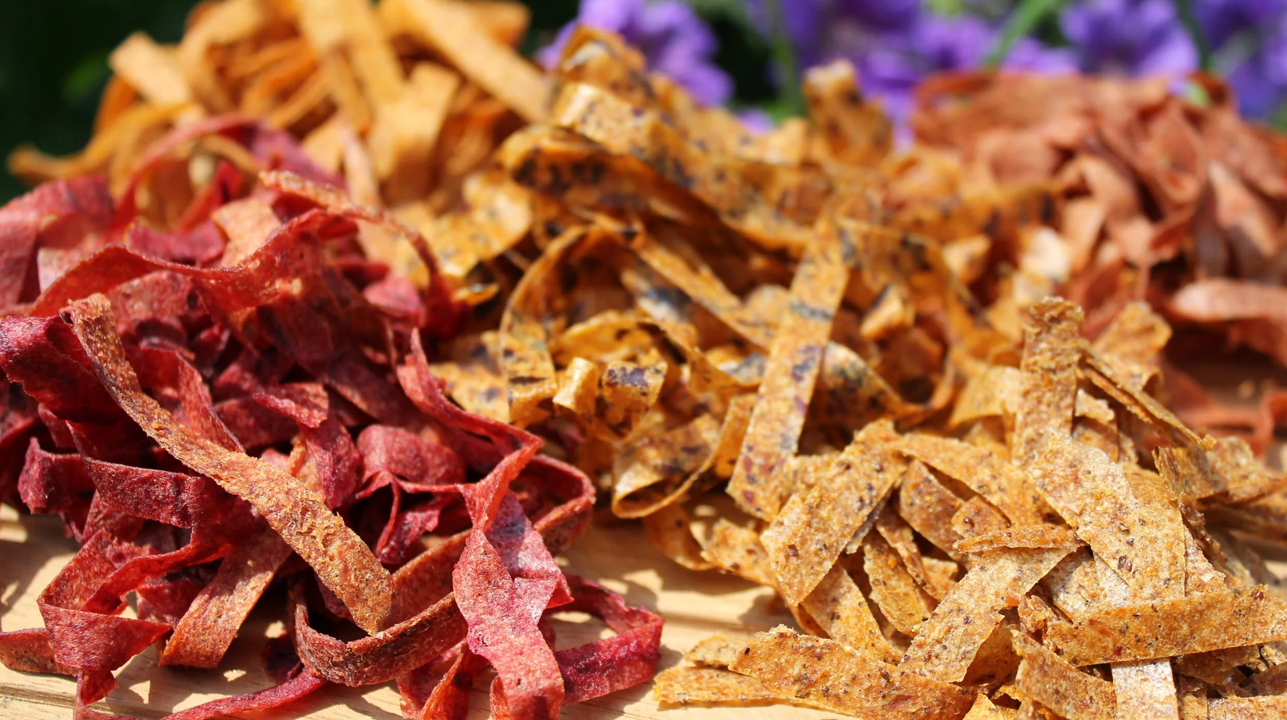 Assorted flavours of fruit leather Shreds