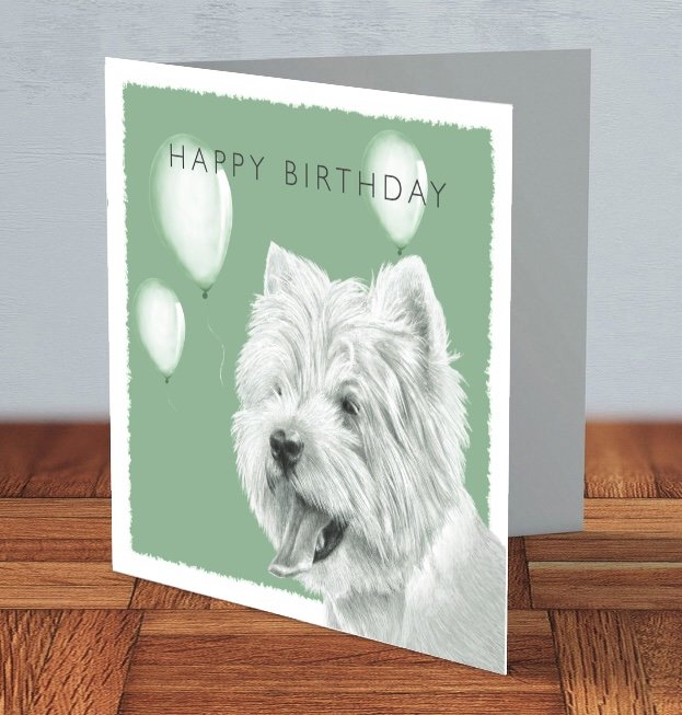 West highland terrier westie dog breed luxury handmade birthday card for dog lover 15 x 15 cm