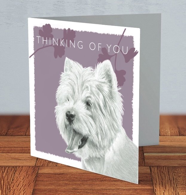 West highland terrier westie dog breed luxury handmade thoughtful thinking of you card for dog lover 15 x 15 cm