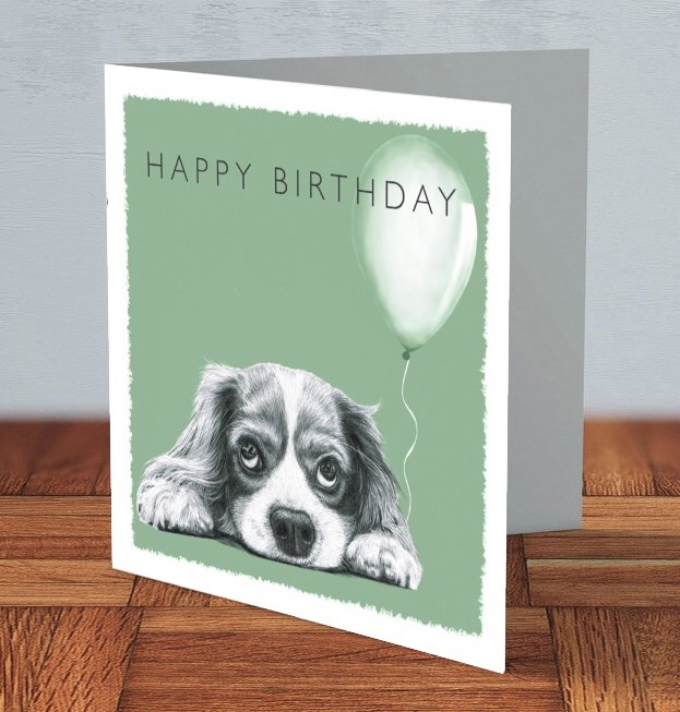 Cavalier King Charles dog breed luxury handmade birthday card for dog lover 15 x 15 cm