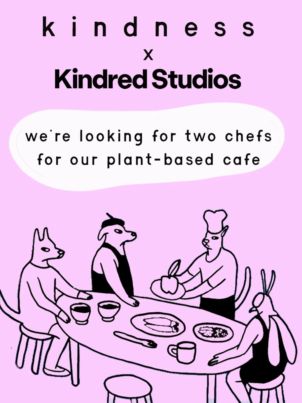 Having lunch together is part of what makes kindred feel like family.
With the imminent opening of our new cafe, Kindness, in mid-January, in North Kensington, we are looking for two enthusiastic and experienced chefs to join our happy team and make 