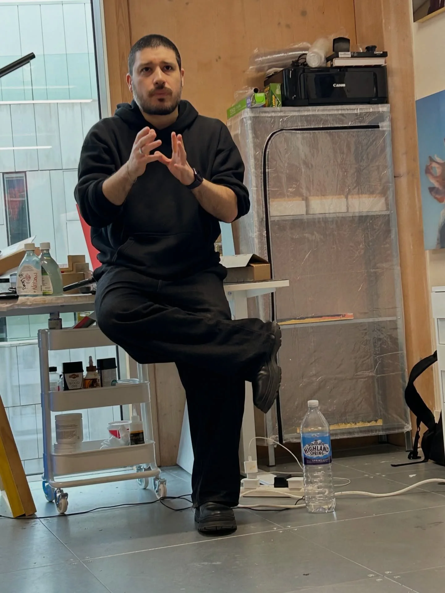 Nelson Hernandez grew up in Chilean Patagonia, shaped by Cartoon Network, manga, and a deep love of classical painting. You can clearly see those worlds colliding when Rubens-scale ambition meets that anime energy!

In his studio, Nelson shared the s