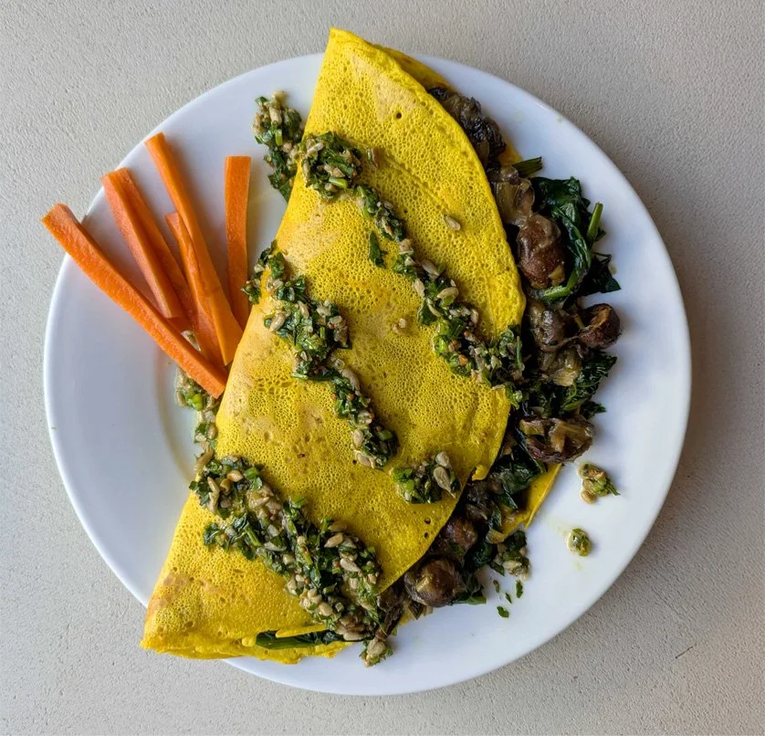 Creamy Mushroom & Spinach Crepe with Parsley Pesto